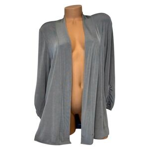 Chico's Travelers Women's Size 2 Taupe‎ 3/4 Sleeve Open Cardigan Top